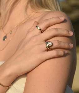 Anillos de Compromiso con Diamantes en Forma de Estrella, Oro Sólido de 14k, Brillantes, Redondos, Cultivados en Laboratorio, con Bisel, Solitario, Minimalista, para Propuesta de Matrimonio o Aniversario - Product Image 2
