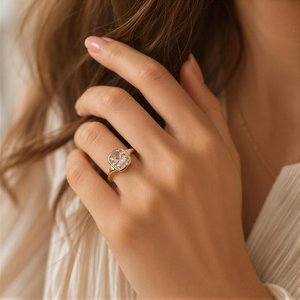 10k 14k 18k White Yellow <b>Rose</b> Solid Gold Fine Jewelry Ring With Cushion <b>Rose</b> Cut Lab Grown Diamond Bezel Setting Elegant Shape - Product Image 6