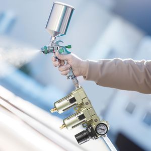 Filtro Regolatore Aria Compressore a Doppio Stadio 3/8'' NPT con Elemento Filtrante in Ottone da 25 m + 5 m, Scarico Semiautomatico, Sistema di Essiccazione Aria 25+5 m - Product Image 2