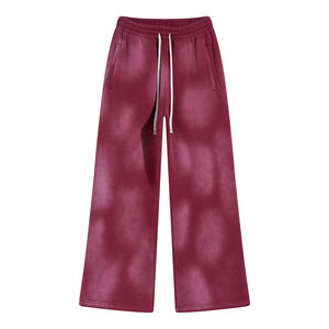 Pantalon décontracté délavé à l'acide, impression sérigraphiée personnalisée, survêtement vieilli, pantalon de survêtement évasé à cordon, pantalon de survêtement vintage délavé à l'acide pour homme - Product Image 1