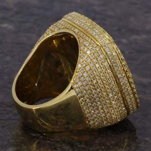 Anillo de Lujo con Diamantes Baguette, Anillo de Oro con Incrustaciones de Diamantes, Anillo Hip Hop con Pavé de Circonitas, Anillo Brillante - Product Image 2