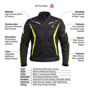 Protective Mesh Reflective <b>Motorcycle</b> Racing <b>Jacket</b> High Vis Custom OEM Biker Riding Gear Men - Product Image 5