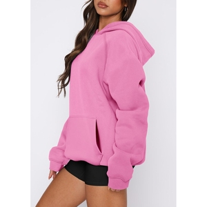 Sweat à capuche oversize en molleton pour femme avec motif brodé, manches longues et poche zippée, écologique - Product Image 4