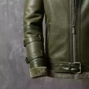 Chaqueta de Piloto Aviador para Hombre, Diseño de Diseñador, Piel de Oveja Auténtica, Chaqueta de Piel de Oveja RAF de Primera Calidad con Doble Cuello - Product Image 6