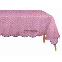 Nouvelle nappe de banquet rectangulaire ou sur mesure en coton, imprimée à la main, à bord festonné, pour mariage
