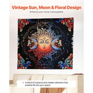 Tappeto da parete Sun Moon, vintage, psichedelico, mistico, floreale, estetico, con motivo mandala, decorazione per la casa - Product Image 3