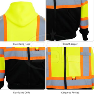 Workplace Safety ANSI Class 2 <b>Waterproof</b> Hoodie Reflective Zipper Logo Offering High Visibility Comfort Durable Performance - Product Image 5