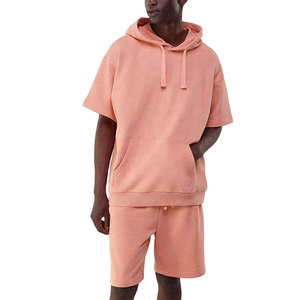 Fashion Wear Two Piece Hooded Casual Solid Men's Breathable <b>Lightweight</b> <b>Hoodies</b> Shorts Set Designed Daily Gym Street Style - Product Image 1