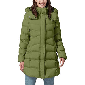 เสื้อแจ็คเก็ตพัฟเฟอร์ผู้หญิงสำหรับฤดูหนาวแบบยาว มีฮู้ดถอดได้ บุผ้านวมหนา กันลม สำหรับกิจกรรมกลางแจ้ง ดีไซน์ทันสมัย - Product Image 1