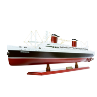 Modèle de bateau de croisière SS United States 81 cm |   Grande Maquette de Transatlantique Peinte à la Main en Bois de Cèdre pour Décoration Nautique et Collectionneurs