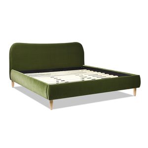 Letto King Size con Testiera Curva in Stile Romano, Rivestito in Velluto Verde Oliva di Alta Qualità, con Elegante Imbottitura - Product Image 6