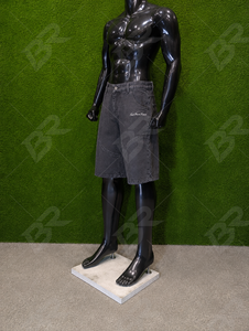 Shorts en jean foncé tissé vintage pour homme, imperméables et respirants, à taille mi-haute avec cordon de serrage et poches, style décontracté et sportif - Product Image 6