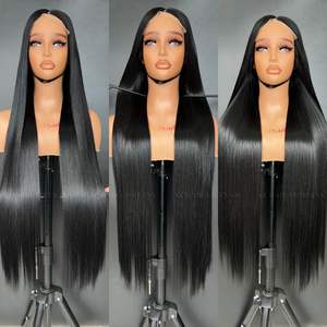 Pleine cuticule alignée perruque os droit réel brut vietnamien extensions de cheveux humains couleur noir de jais 24 pouces - Product Image 5