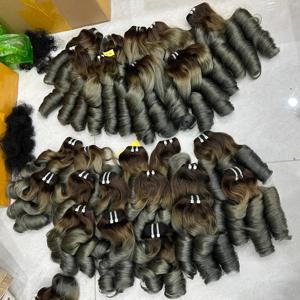 Perruques et extensions de tissage en cheveux humains vietnamiens vierges, double trame, machine, boucles rebondissantes Funmi, couleur gris argent cendré, double densité - Product Image 3