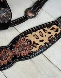 Conjunto de cabezada y pechera de cuero vacuno 100% con estampado de cocodrilo holográfico y logotipo personalizado - Product Image 3