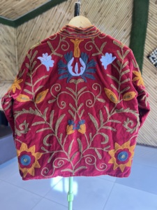 Handmade Knitted <b>Velvet</b> Embroidery Bomber <b>Jacket</b> <b>Women</b> | Premium Floral Winter <b>Jacket</b> | Breathable Cotton Outerwear Stand - Product Image 4