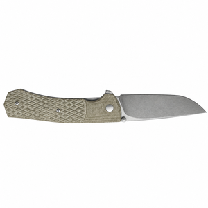 Navajas Plegables de Bolsillo para Exteriores con Hoja de Acero Stonewashed Tipo Drop Point, Mango con Patrón de Diamante Oliva y Anillo de Soporte para el Pulgar para Uso Diario - Product Image 3