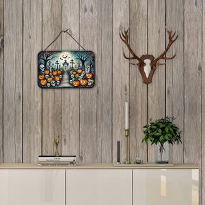 Calaveras Sugar Skulls Halloween colgante de pared Multicolor aluminio Metal signo para cocina Bar baño decoración del hogar 8HX12W - Product Image 4