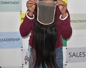 Vente en gros vierge indienne Temple correspondant suisse dentelle cheveux brut noir couleur 5*5 fermeture droite cuticule aligné cheveux humains - Product Image 3