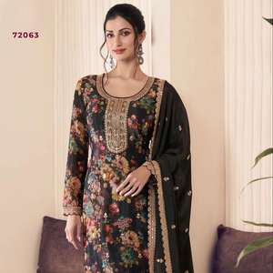 ชุดสาหรี่คามีซแบบกึ่งสำเร็จรูปปักลายดิจิตอล Chinon สำหรับงานปาร์ตี้ งานดิวาลี และงานแต่งงาน - Product Image 1