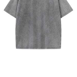 <b>Acid</b> Wash <b>Drop</b> Shoulder Oversized Knitted 100% Cotton Men's T-Shirt Solid O-Neck Custom Logo Anti-Wrinkle Short Sleeve - Product Image 4