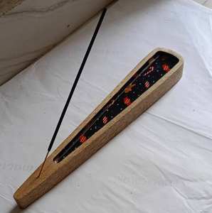 Porta Incienso de Madera con Forma de Barco, Impreso, para Hogares, Templos, Aromaterapia, Meditación Moderna - Product Image 3