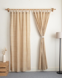 Nueva colección de cortinas translúcidas de algodón estampadas a mano con rayas para el hogar, tela transpirable y ecológica. - Product Image 1
