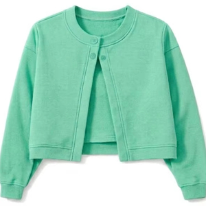 Cárdigan Casual de Mujer de la Mejor Calidad, Cuello con Botones, Manga Regular, Cierre de un Solo Botón, Antipilling, Top Corto, Color Sólido - Product Image 5