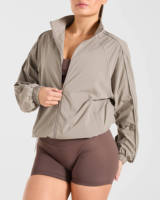 Ensemble de survêtement rétro pour femme avec logo personnalisé, veste et pantalon de jogging légers à passepoil contrastant, vente en gros