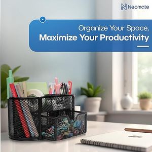 Desktop Organizer with Drawer Metal Storage <b>Bin</b> for Office Supplies <b>Large</b> Capacity Rectangle Shape Tabletop Use - Product Image 3