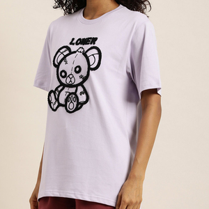 Camiseta Oversize de Chenilla con Bordado para Mujer, Estilo Vintage, Algodón, Casual, Moda Urbana, Premium - Product Image 1
