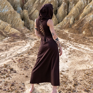 Vestido largo sin espalda con capucha para mujer, estilo elfo bohemio, ropa de festival, vestido de hada boho, vestido largo, ropa de playa - Product Image 4