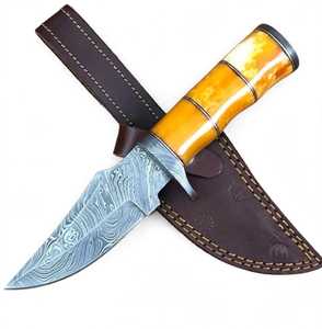 Couteau artisanal en acier Damas, lame pointue, manche en os de chameau, couteau utilitaire - Product Image 5