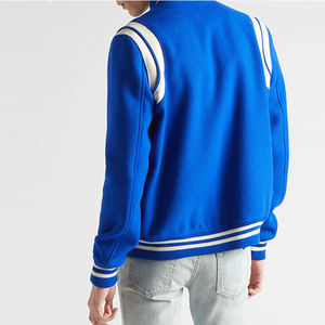 Customized Varsity Jacket With White Trim <b>Button</b> Closure Preppy Style Regular Fit For Men Autumn Wear - Product Image 6