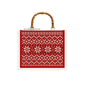hot selling custom glass seed beaded <b>canvas</b> tote bags with Santa flamingo palm tree <b>beach</b> club summer <b>beach</b> style Christmas tote - Product Image 3
