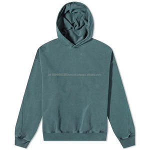 Ropa de calle personalizada Sudadera con capucha lavada con ácido verde claro de lujo Jersey pesado de felpa francesa Sudadera con capucha recortada en blanco sin cuerdas - Product Image 4