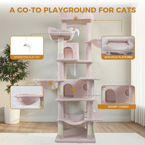 Grand grattoir et arbre à chat en sisal et MDF, design moderne multi-niveaux, montage facile, couleur rose, mobilier d'intérieur pour animaux de compagnie - Product Image 3