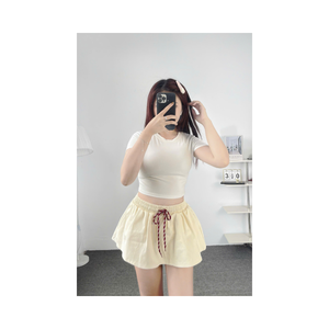 Jupe-short décontractée évasée pour femme, taille haute élastique, respirante, avec fermeture boutonnée, coupe régulière, pantalon long de qualité supérieure - Product Image 3