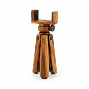 Support de trépied vidéo de bureau en bois d'acacia en gros |   Accessoire d'appareil photo artisanal - Product Image 1