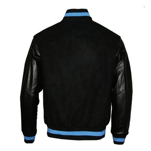 Veste universitaire personnalisée de couleur unie pour hommes, confortable, de haute qualité, avec corps en laine et manches en cuir et toile, grandes tailles - Product Image 2