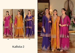 Traje Salwar Chinon Festivo Especial con Bordado Rico, Prendas Étnicas de Diseñador Listas para Usar para Mujeres, Estilo Tradicional - Product Image 4