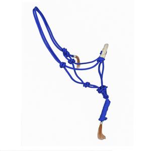 Cuerda de nailon azul con cabezada trenzada y borla para entrenamiento de caballos y uso en establos - Product Image 1