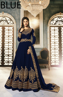 Tren Terbaru Busana Wanita Gaun Anarkali Bahan Georgette Panjang untuk Kerja, Pesta Pernikahan, Acara Mewah, Jahitan Lengkap, Model Ramping, Dilengkapi Dupatta