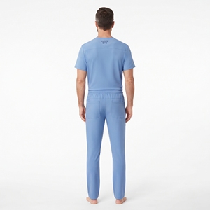 Ensemble de blouses médicales professionnelles bleu ciel pour hommes, uniforme médical en polyester, haut à demi-zip avec poche, pantalon à cordon de serrage, vêtements de travail - Product Image 2