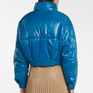 <b>Puffer</b> <b>Jacket</b> <b>Crop</b> Top Embroidered for Women Cold Weather <b>Jacket</b> With Full Customization on Trending - Product Image 2