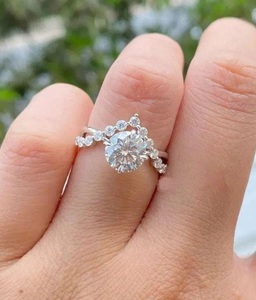 Unique V Band Round Cut 1.01CT Lab Grown Diamond Crossover Band <b>Ring</b> for Women 925 Silver Fine Promise Gift For Lover - Product Image 1
