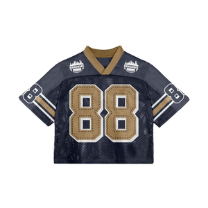 Custom Manufacturer American Vintage Football Jerseys Oversized Knitted Mesh V-Neck Crop Mesh Football Jersey Sportswear Adults - Product Image 5