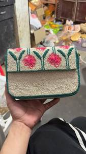 Bolso bandolera bohemio con cuentas geométricas para mujer, bolso cruzado con correa de cadena de cuero genuino - Product Image 3