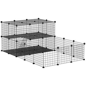 Recinto per Animali Domestici con Motivo a Tinta Unita e Porta, Gabbia per Piccoli Animali per Porcellini d'India e Cincillà, Uso Interno ed Esterno, 69L X 41.5L X 27.5H, Nero - Product Image 1