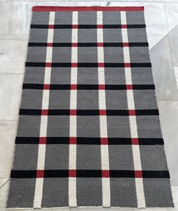 Indian Handmade Wool Modern Reversible Novelty Rectangle Woven <b>Flat</b> Pile Thin <b>Rug</b> Non-Slip Anti-Dust Living Room Office Entryway - Product Image 1
